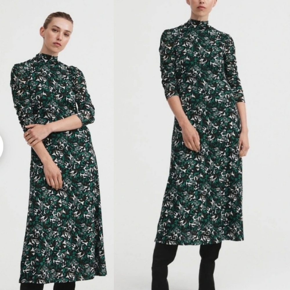 Witchery Mesh Folk Blossom Dress Whimsigoth Foliage Midi Maxi Green Black Large